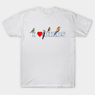 jz.birds I Love Birds Bird Animal Design Illustration T-Shirt